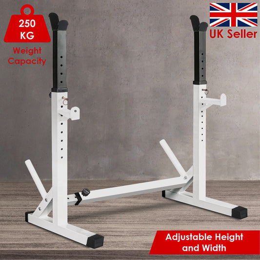 Adjustable Barbell Rack Squat Stand Pair Weight Lifting Bench Press Home Gym UK