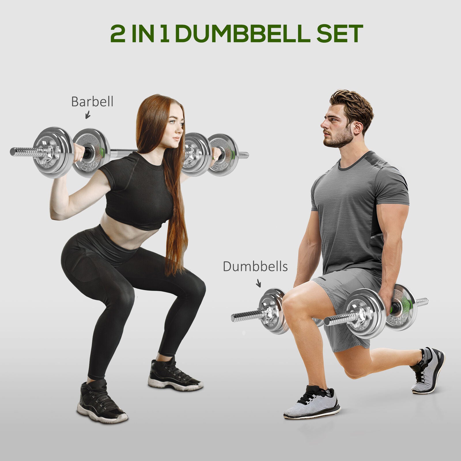 Versatile 20Kg Adjustable Weights Dumbbell & Barbell Set for Ultimate Home Workouts
