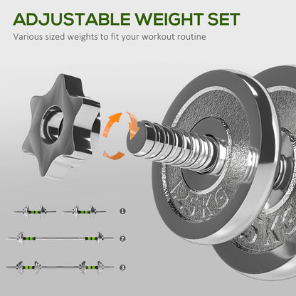 Versatile 20Kg Adjustable Weights Dumbbell & Barbell Set for Ultimate Home Workouts